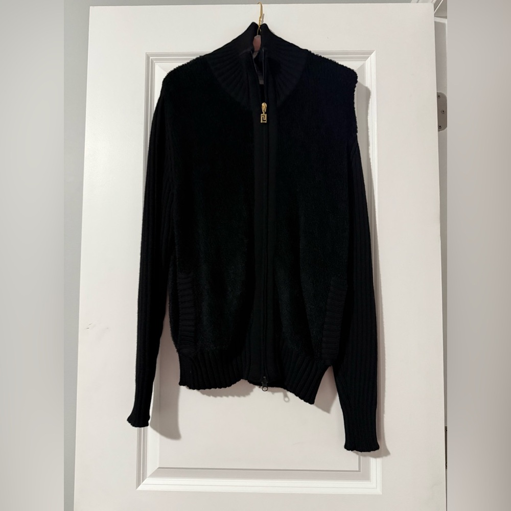 Versace Black Zip-Up Sweater